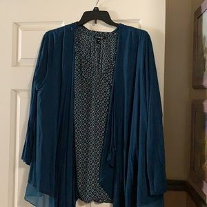 Pretty Dark Teal Blouse & Sweater Set. 3XL